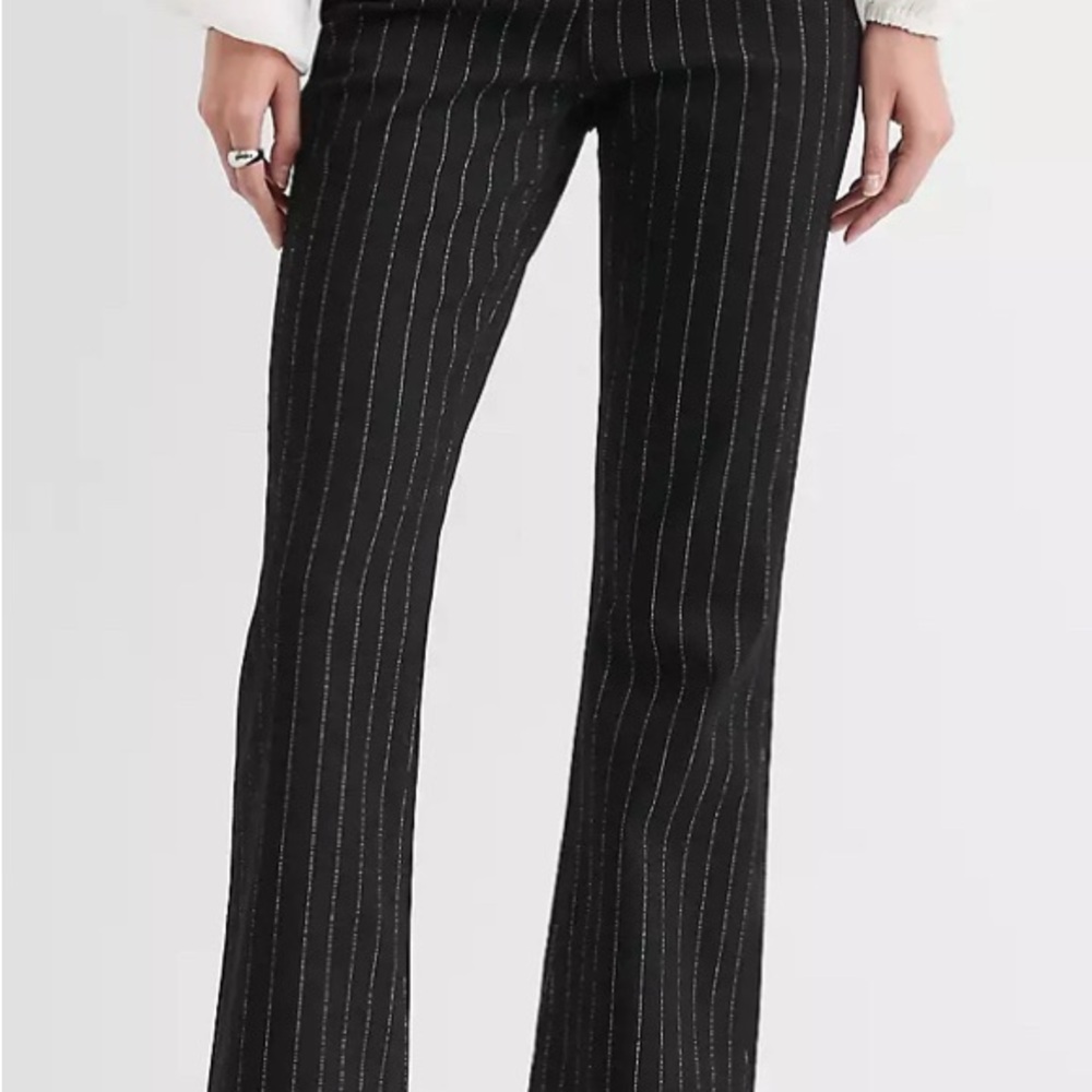 LOFT Black Pinstriped Women's Denim Pants - Picture 2 of 4
